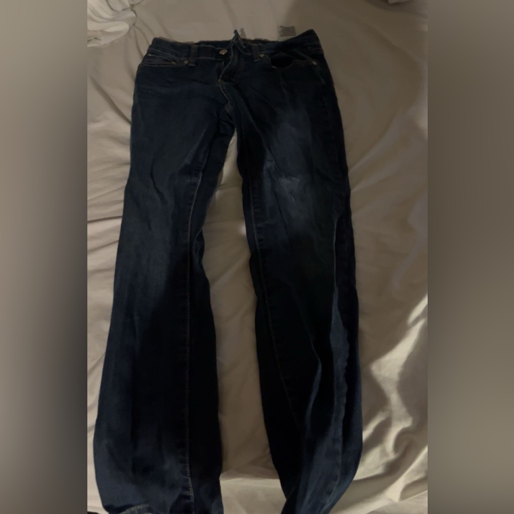 Dark Blue Mid Rise Skinny Denim Jeans